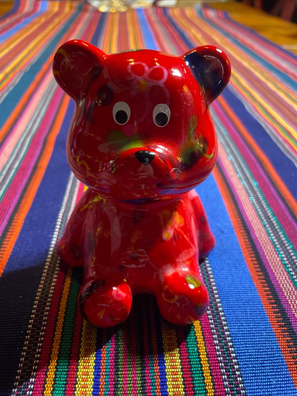 Pomme Pidou Red Decorative Kids Bear Piggy Bank Coin Bank - Playful Accent
